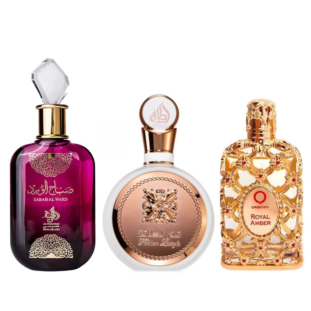 PROMOÇÃO COMPRE 1 LEVE 4 - Sabah Al Ward, Fakhar e Royal Amber + 1 PERFUME BRINDE - Oferta De Black Friday - 100ml Cada